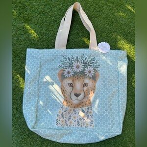 Leopard BEADED CANVAS TOTE BAG